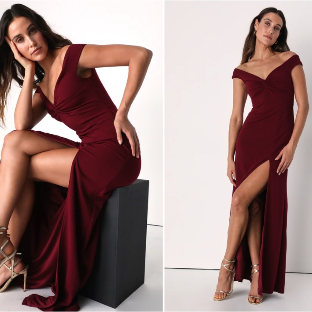 Lulu's Burgundy Off-Shoulder Dress